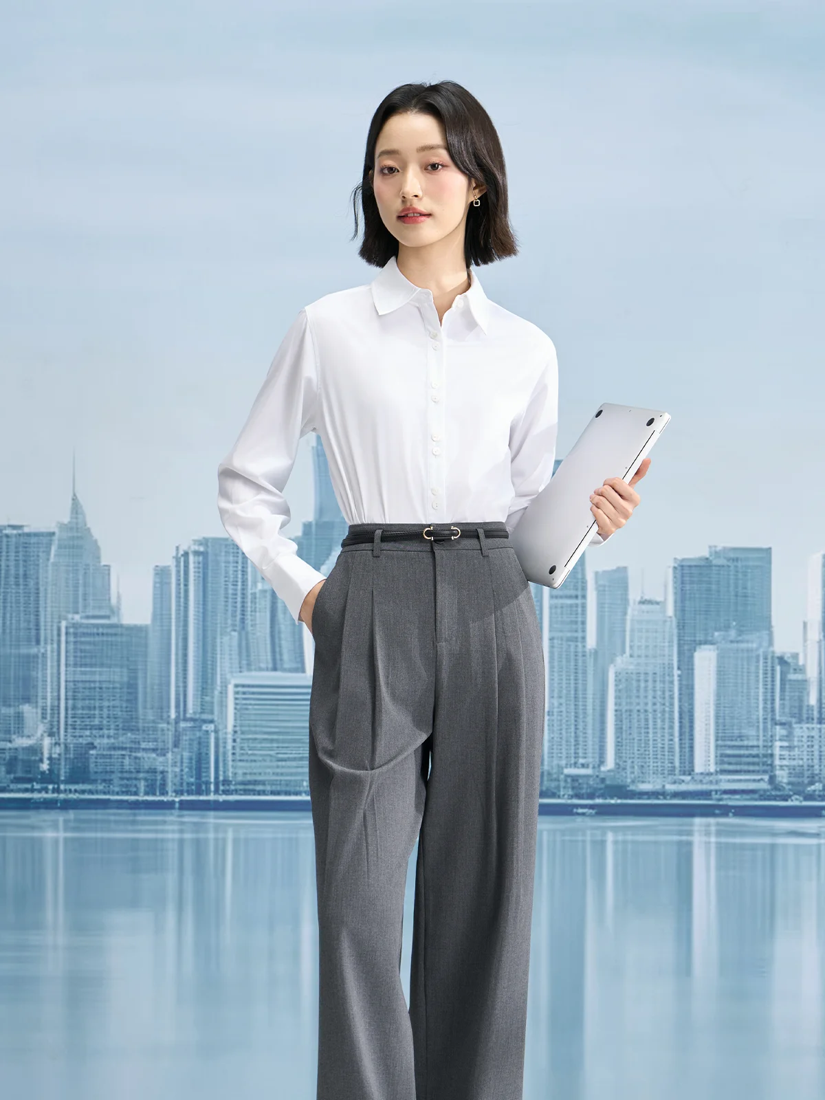 

Berd Miss White Profional irt Women's Spring Summer Suit Interview Formal Wear Long Sve Blouse Simple Sle Polyester...