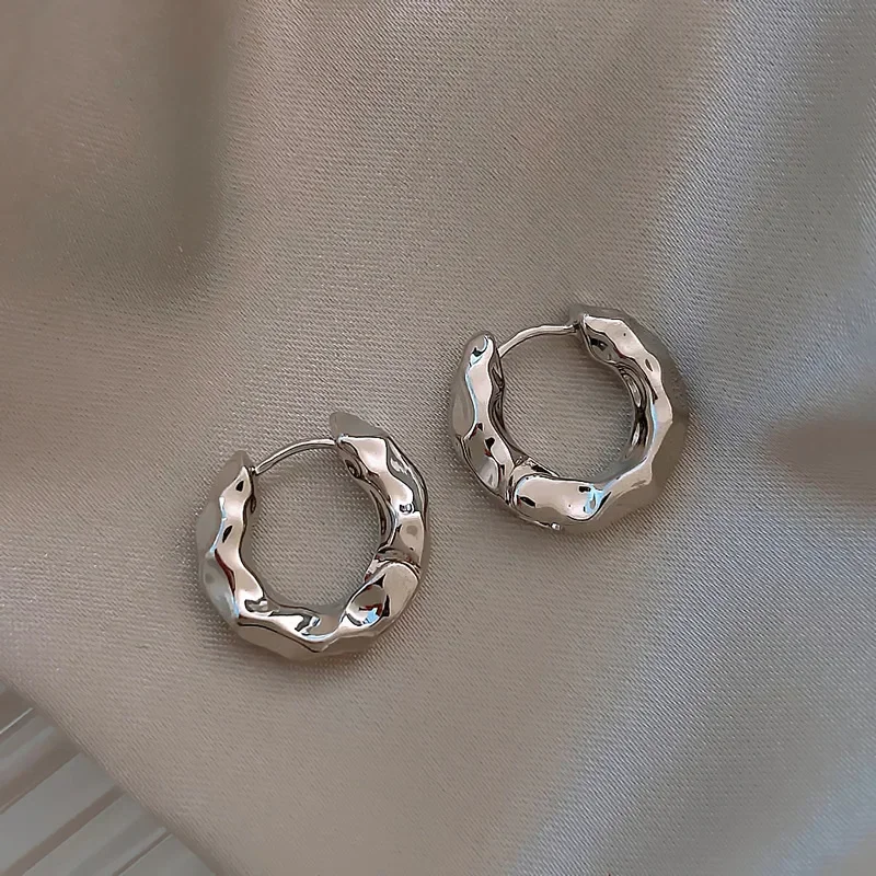 

New Hot Sell Trendy 925 Sterling Silver Circle Earrings for Women Real Silver Ear Hoop Earrings