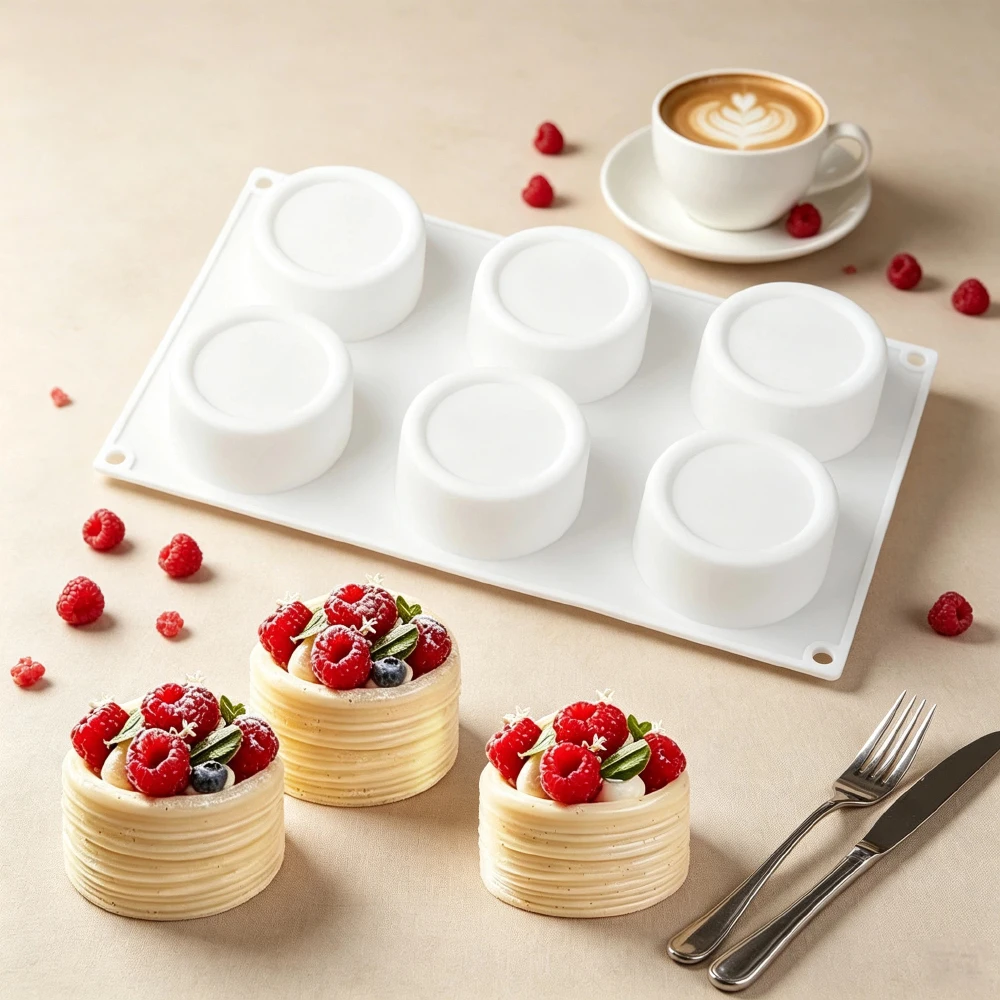 Creativity 6-Cell Mont-Blanc French Pastry Silicone Moulds Mousse Cake Mold Chocolate Dessert Bakeware Kitchen Cake Baking Tools