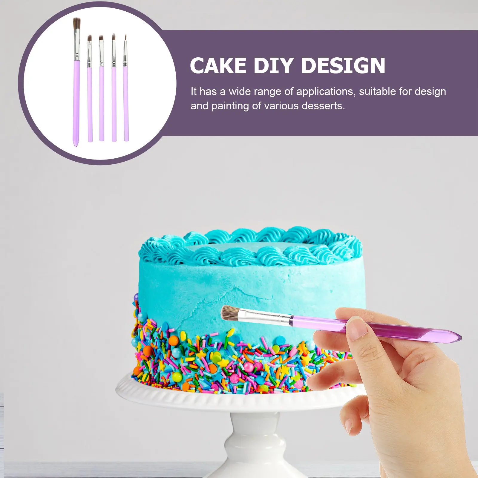 

5Pcs Fondant Cake Brushes Professional Cake Decorating Tools for DIY Dessert Painting Baking Art Design Easy to Use Brush Set