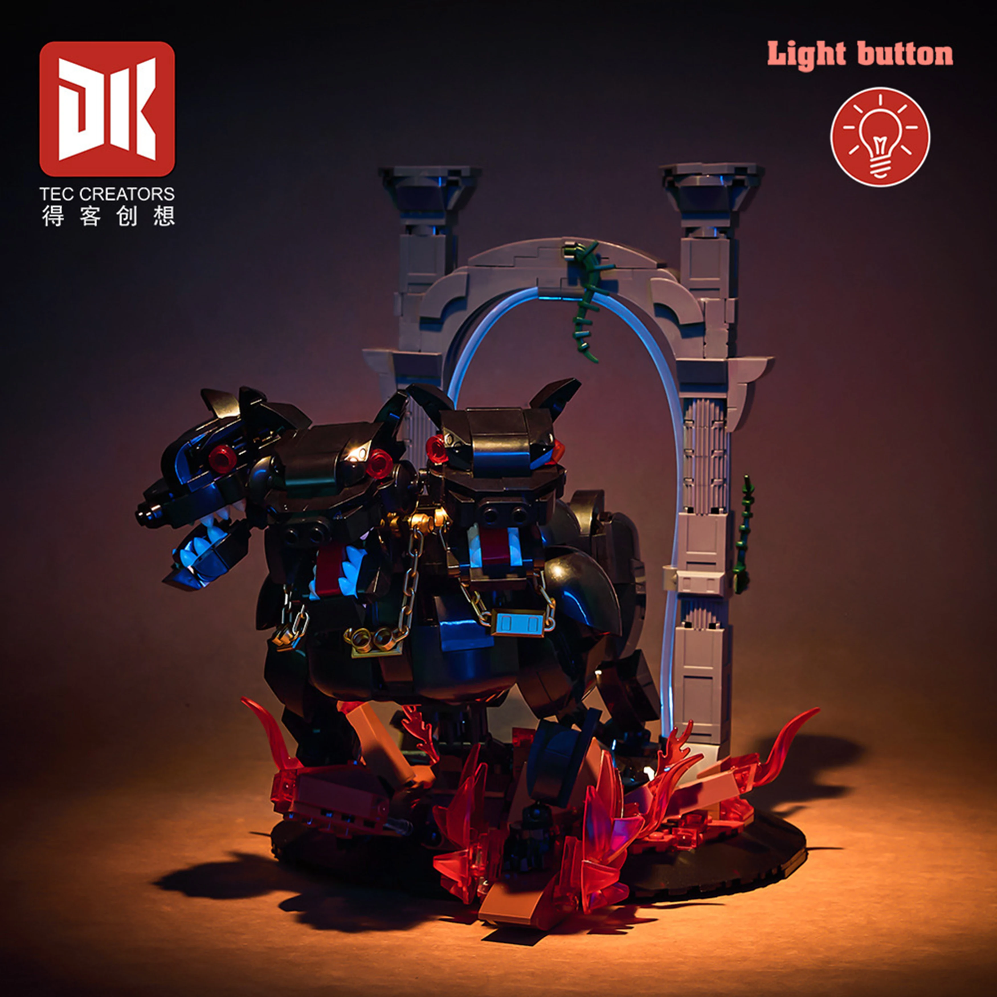 

DIY MOC Cerberus Hellhound Model Kit, 820PCS Mythical Creature Building Blocks Assembly Toy for Fans Collectible Display Gift