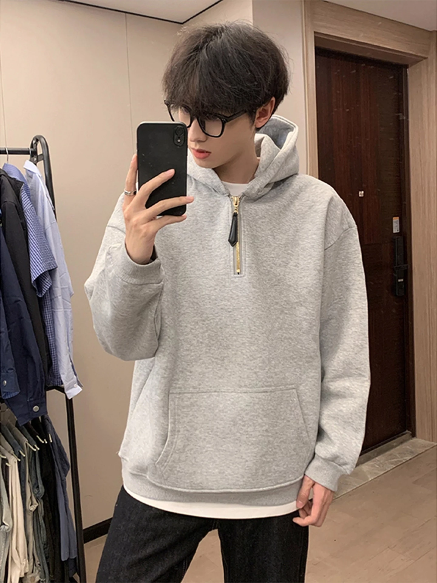 

American Retro f Zip Hoodie Couple's Outerwear Cleanfit Loose Fit Casual Sle Long Sve Sweatirt for Men And Women