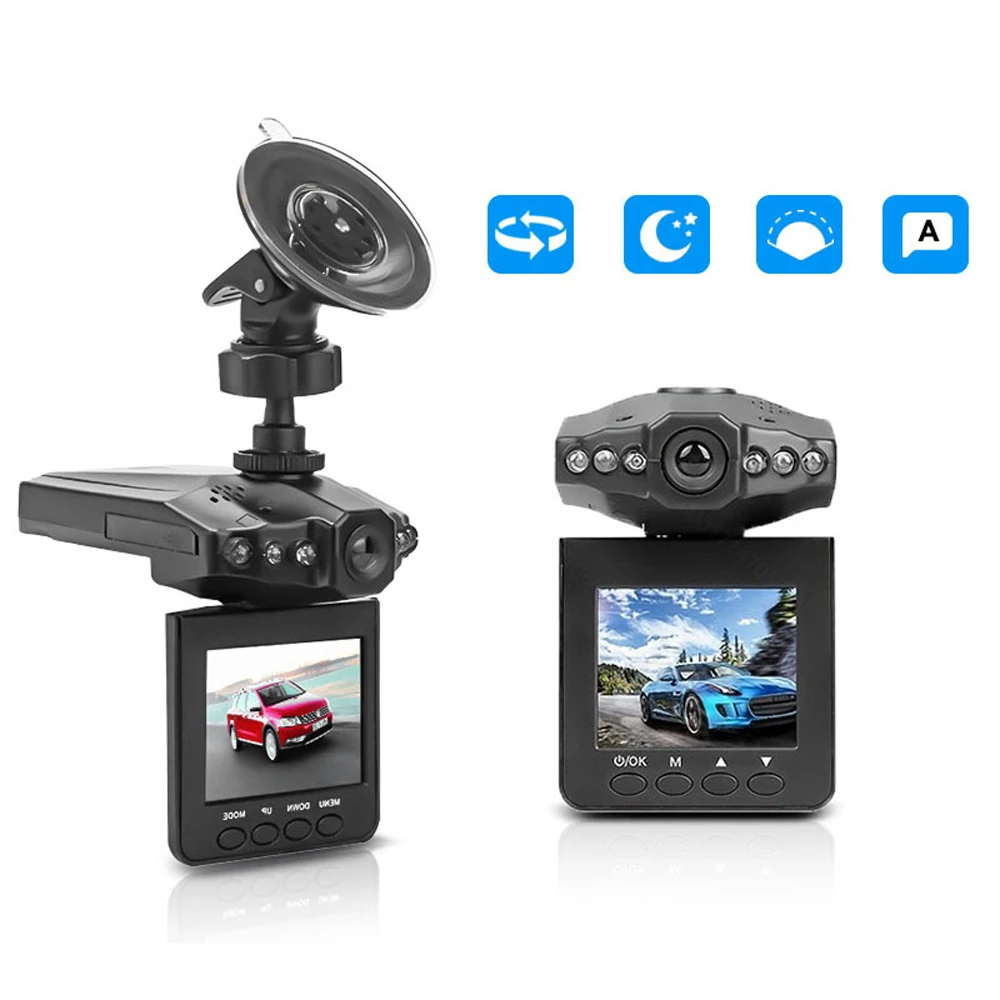 Car Dvr Vehicle Camera 2.4 Inch Plane 1080P Head Shape Full Hd Video Recorder Infra Night Vision 270 Degree Rotation Loop Video