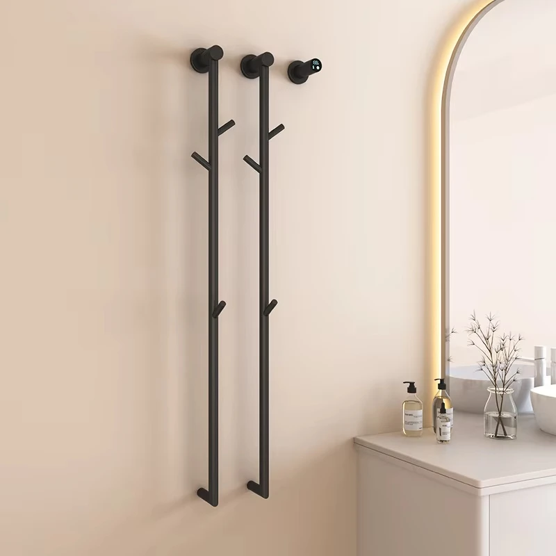 90CM Electric Heated Bathroom Towel Rail Fast Drying 304 Stainless Steel Concealed Installation with Built-in Timer for Kitchen