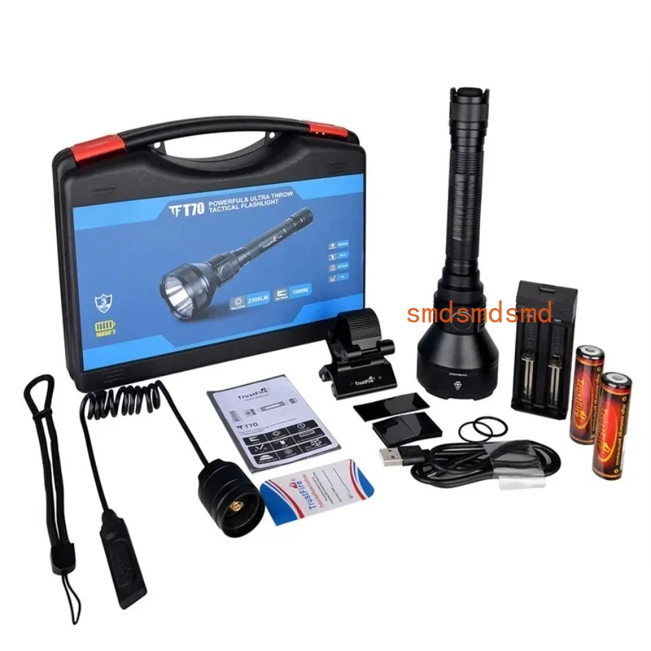 LED Flashlight 2300lumens Tactical Torch Powerful Rechargeable Light by 18650 Battery for Camping Self Defense