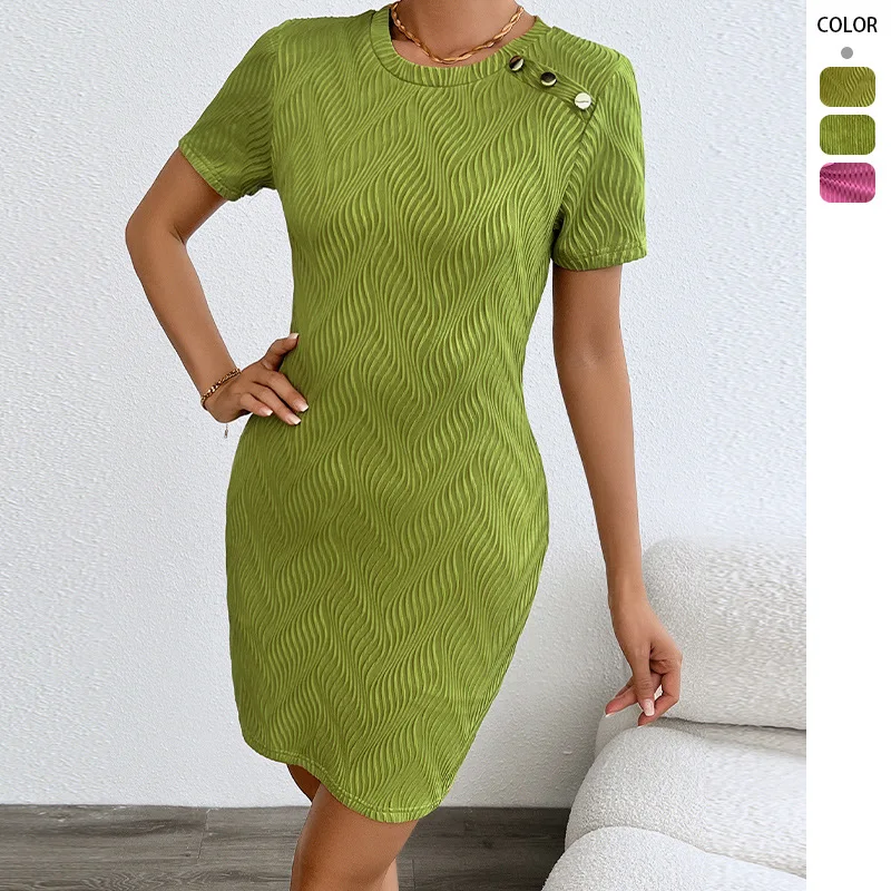 

Women's Slim Fit round Neck Dress Fashion Sexy Wrapped Butt Summer New Popular Clothing