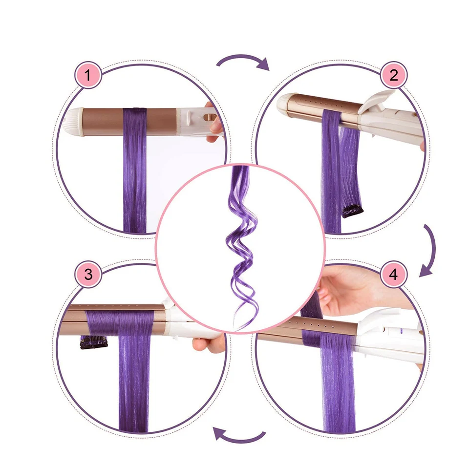 Paquete de 6 extensiones de cabello con clip para fiestas de colores para niñas, 22 pulgadas, multi colores, lacio, sintético 5