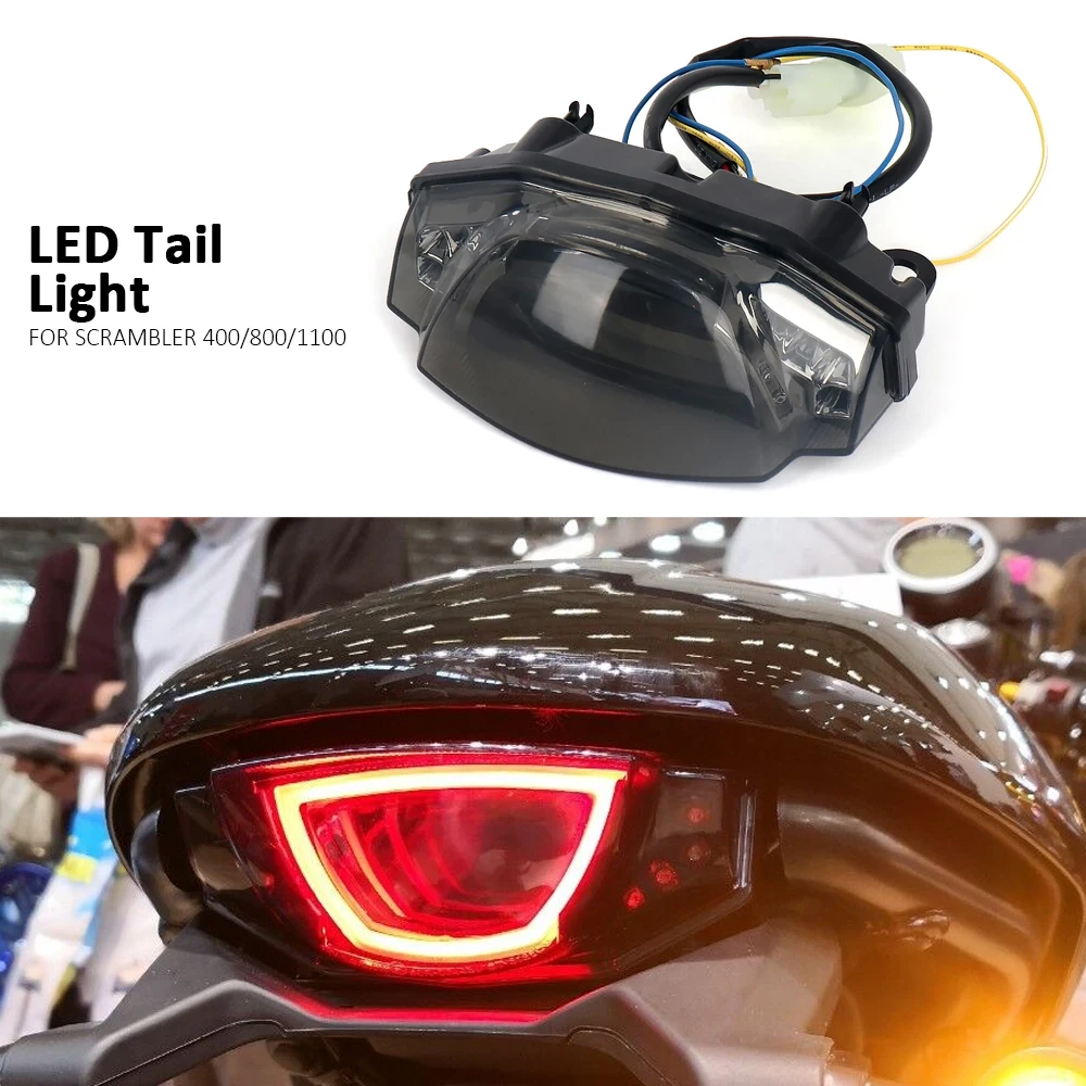 

New Motorcycle Accessories Turn Signals Rear LED Brake Tail Light For Ducati Scrambler 400 800 1100 Taillight Plug and Play