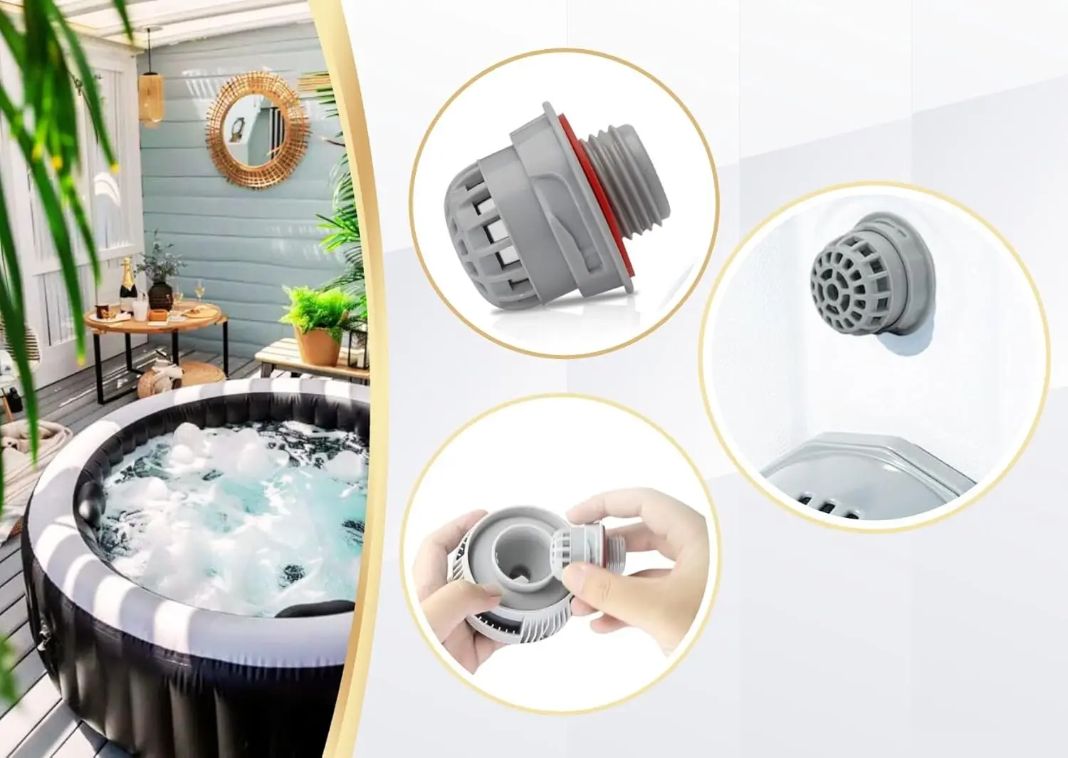 P00260 Top Debris Screen Strainer Replacement with Seal Only for C, Replacement Hot Tub Part Compatible for Lay-Z-Spa Accessorie