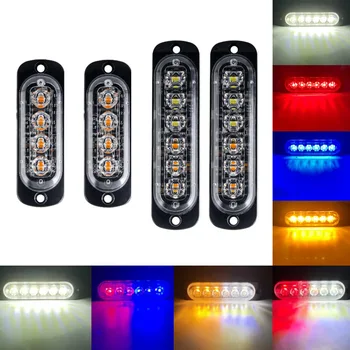 4/6 נורות LED להבה אזהרה מהבהבות אור עמיד למים תאורת תנועה נורת חירום לבנה צהובה למשאית 12V 24V