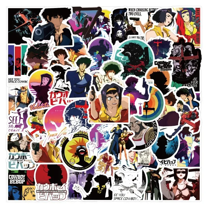 60 uds vaquero Bebop pegatina de dibujos animados maleta taza de agua papelería teléfono móvil coche Scooter portátil refrigerador calcomanías decorativas
