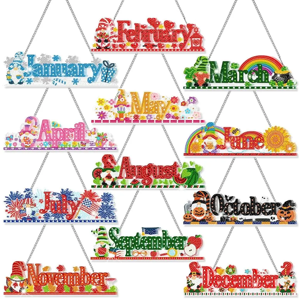 

Набор для алмазной вышивки из 12 предметов: праздничные 5D-картины, подвесные украшения, декор для дома, DIY-наборы для творчества с кристаллами