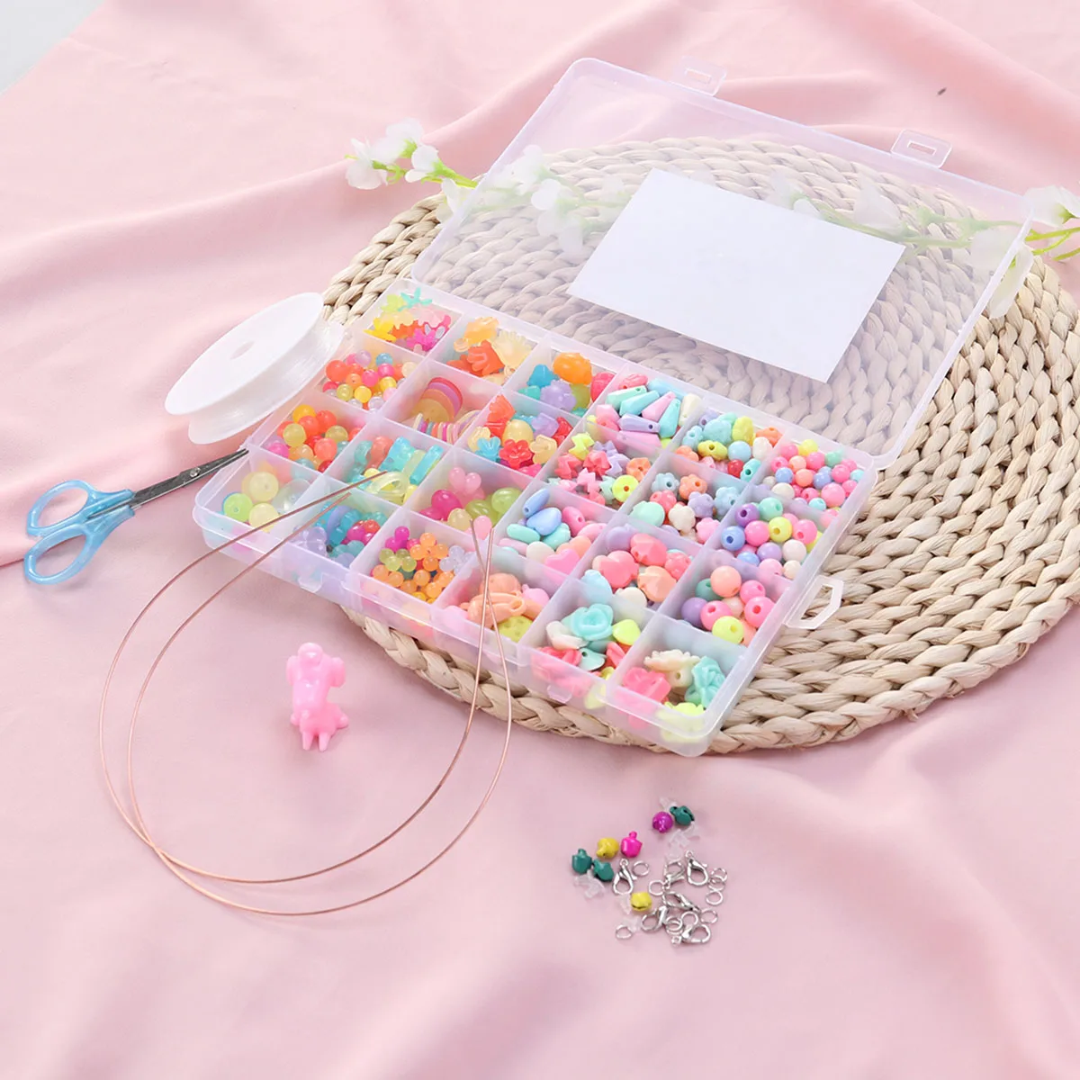

520pcs Beaded Assorted Color Diy Beads Jewelry Making Kit For Girls Bracelets Crafts Adults Educational Tool Headband