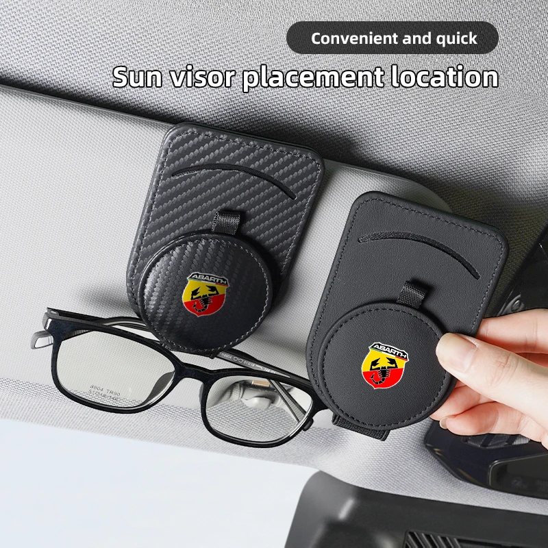 Abarth Auto-Sonnenblenden-Brillenetui Schutzhülle Organizer für Fiat 500e Panda Tipo FR Argo Freemont Viaggio Bravo Ducato