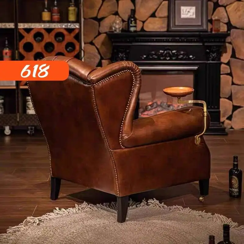 Sillas de salón de diseño de lujo, sillón reclinable clásico retro de madera, sillón nórdico, muebles modernos
