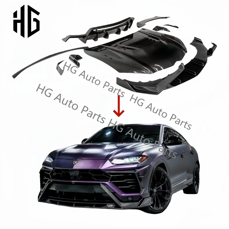 Best price vors style carbon fiber side skirts body kits for lamborghini urus v style front engine hood bumper lip kit