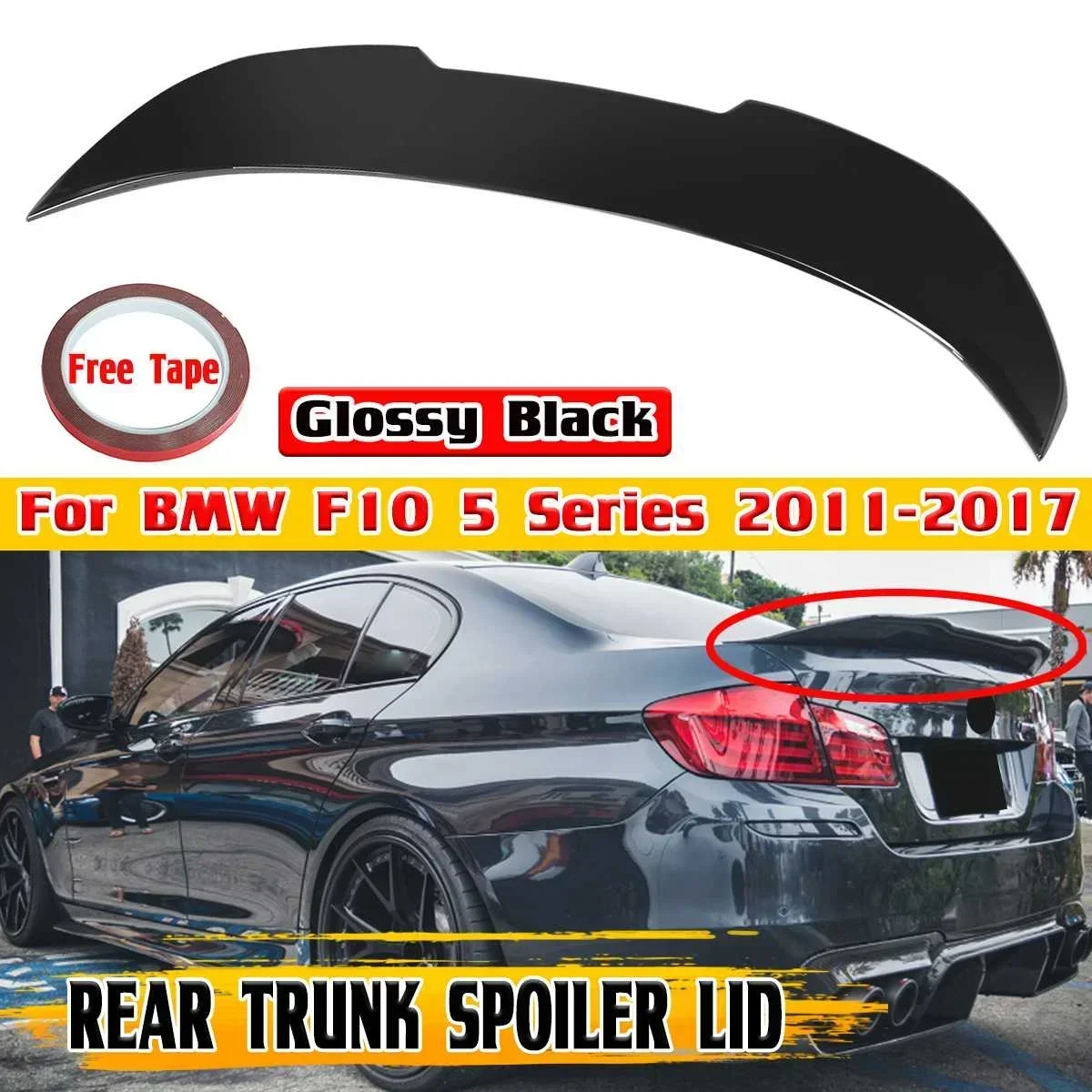 

Black/Carbon Fiber Look Car Rear Trunk Boot Lip Wing Lipr For BMW F10 5 Series 2011-2017 Rear Boot Trunk Spoiler Lip Body Kit