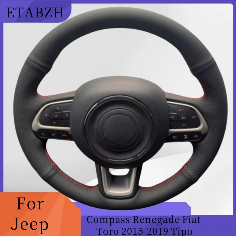 Funda de Volante de Cuero Personalizada para Fiat Toro 2017-2019, Tipo Renegade 2015-2018, Accesorios Interiores para Auto, Compatible con Jeep Compass