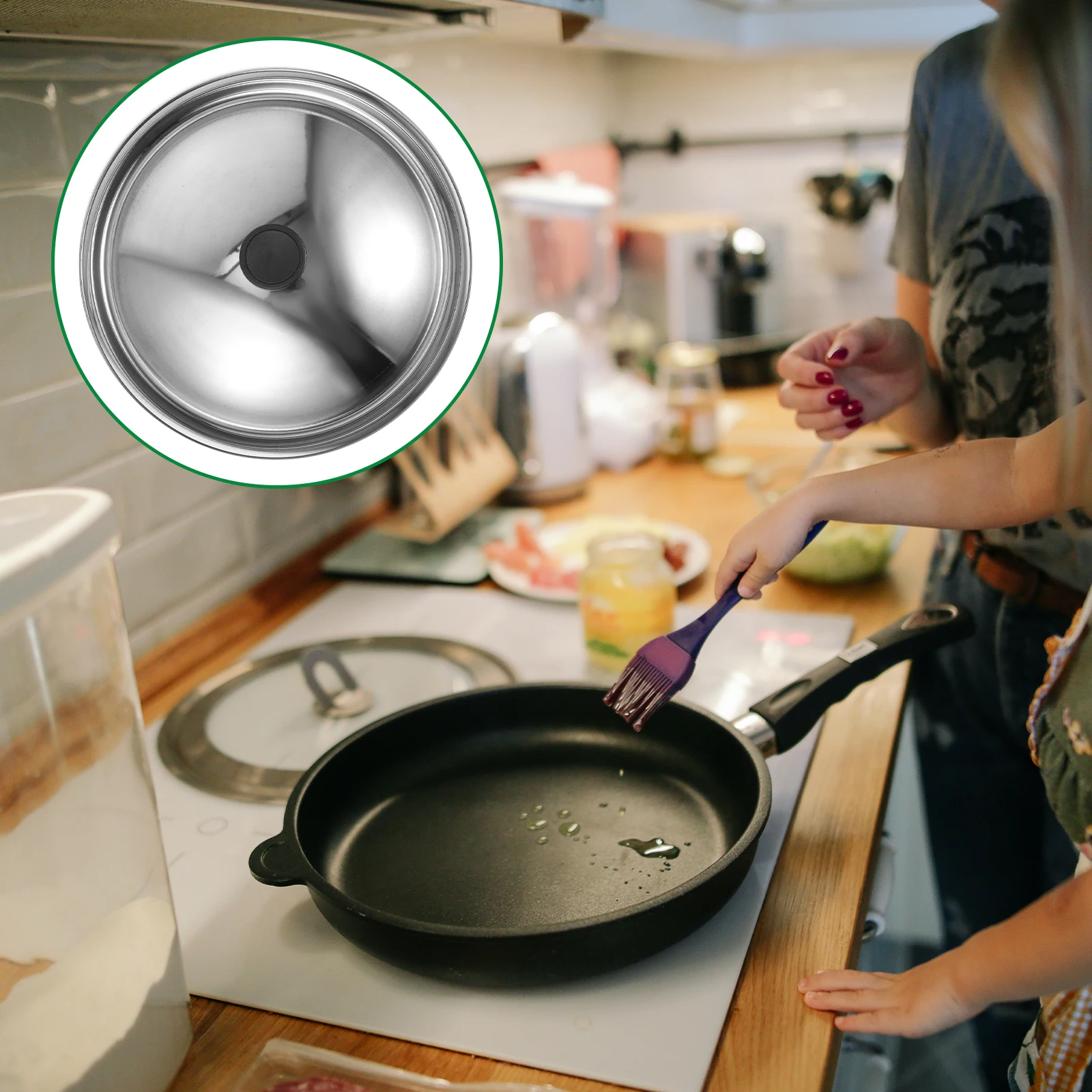 

Pot Cover Skillet Deckel Pfannen Metall Lid for Frying Pan Edelstal Cooking Utensils Dome Stainless Steel Wok Mit