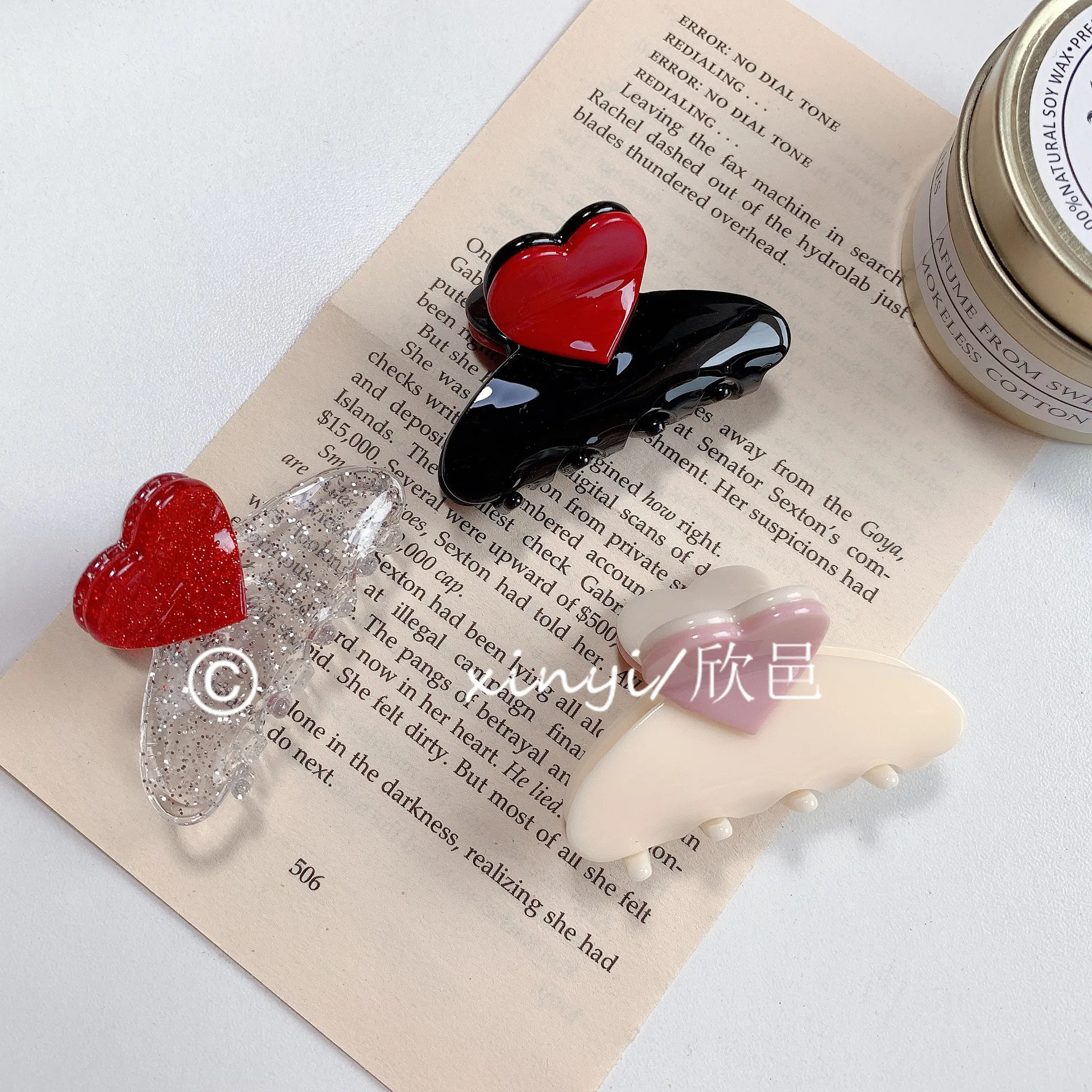 Little Love Hair Clip Cute Peach Heart Claw Clip Sweet Temperament Shark Clip Bang Hairpin Hair Clip Claw Hair Accessories