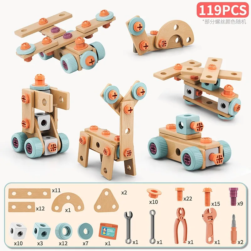 Kit de Herramientas de Bricolaje para Niños, Juego Completo de Ensamblaje con Tornillos y Tuercas, Juguete Educativo, Taladro Eléctrico, Ensamblaje y Desmontaje para Niños