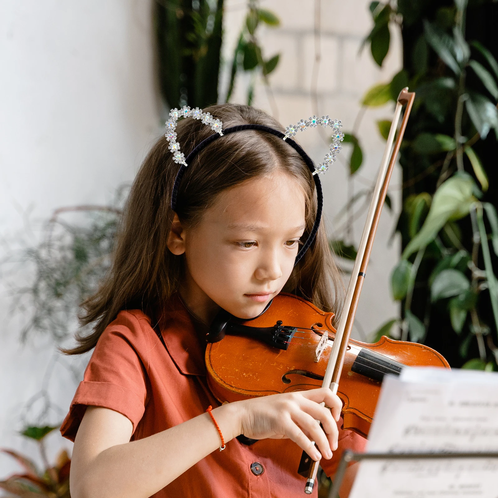 

2pcs Cat Ear Hairb Crystal Rhinestones Cartoon Accessories Stainless Steel Gift Photo Party Costumes Holiday