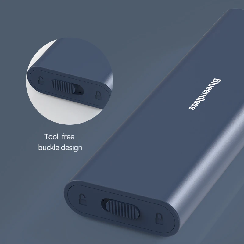 Blueendless ที่มีสีสัน Anuminum สำหรับ M.2 SATA PCIe ภายนอก Enclosure NVME Sata เครื่องมือฟรีแบบพกพา SSD