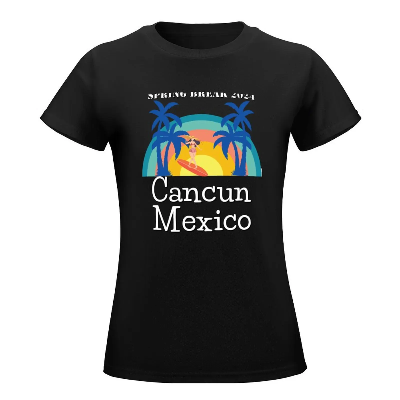 Cancun Mexico, Beach Vacation, Surfer, Palm Trees, Spring Break 2024 T-Shirt customs design your own Woman T-shirts