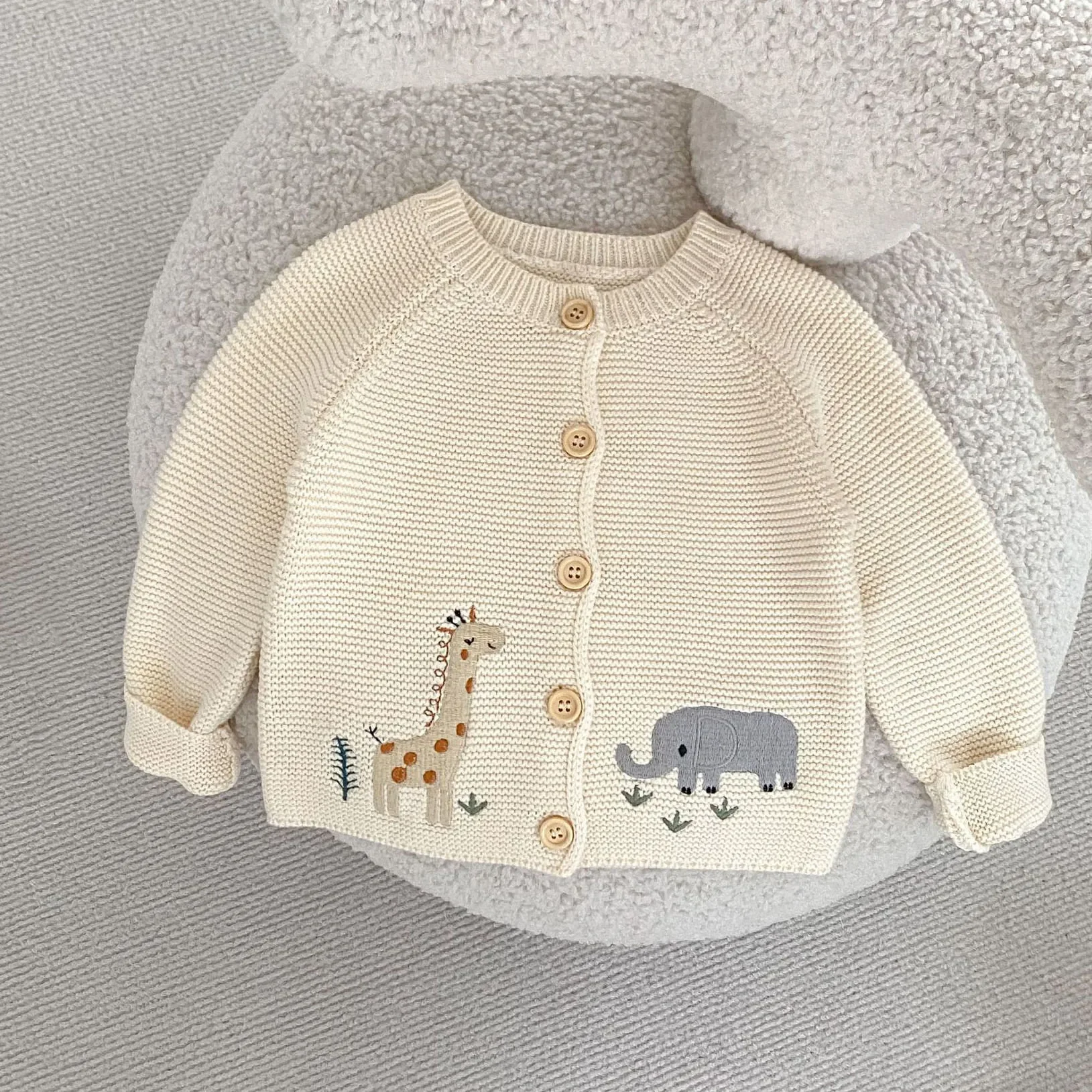 

0-3T Newborn Kid Baby Boy Girl Autumn Winter Clothes Knit Baby Sweater Cardigan Animal Print Coat Knitwear Outfit