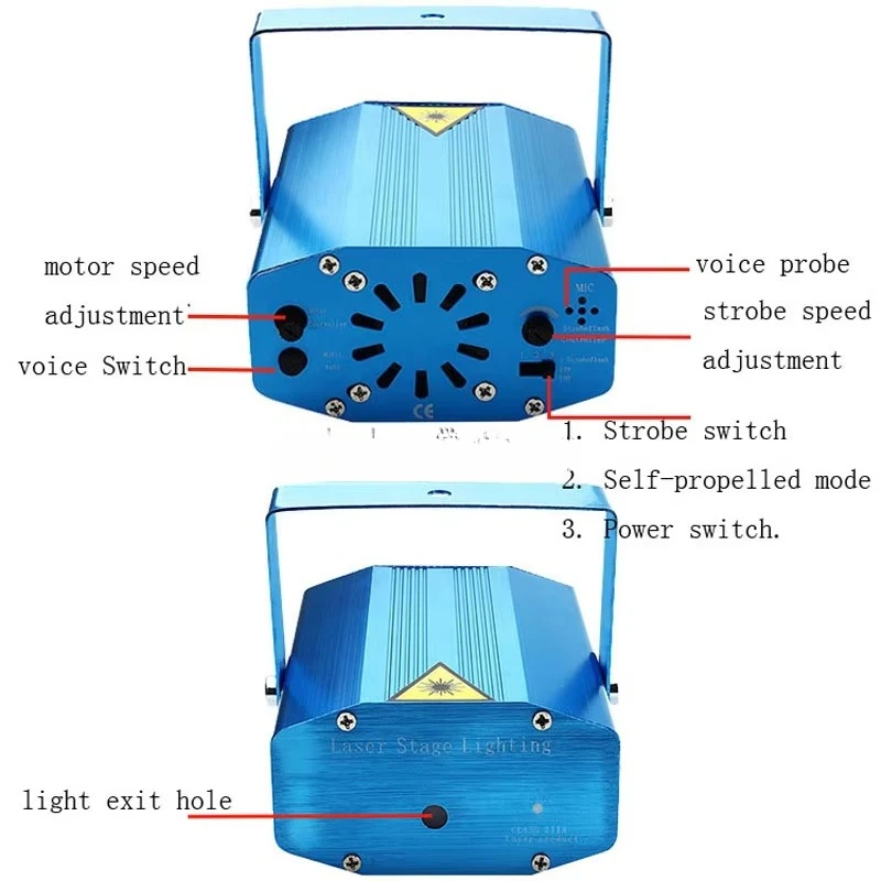 ليزر صغير 09 سلسلة تنشيط الصوت ذاتية الدفع ستروب عرض ليزر مرحلة ديسكو بار KTV الأسرة كشاف إضاءة للحفلات #4