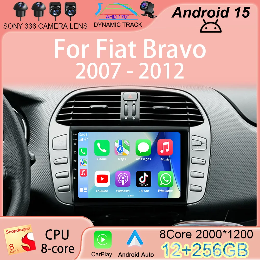 

Android 15 For Fiat Bravo 2007 2008 2009 2010 2011 2012 Car Radio Navigation Multimedia Player GPS WiFi+4G DSP BT Carplay Auto