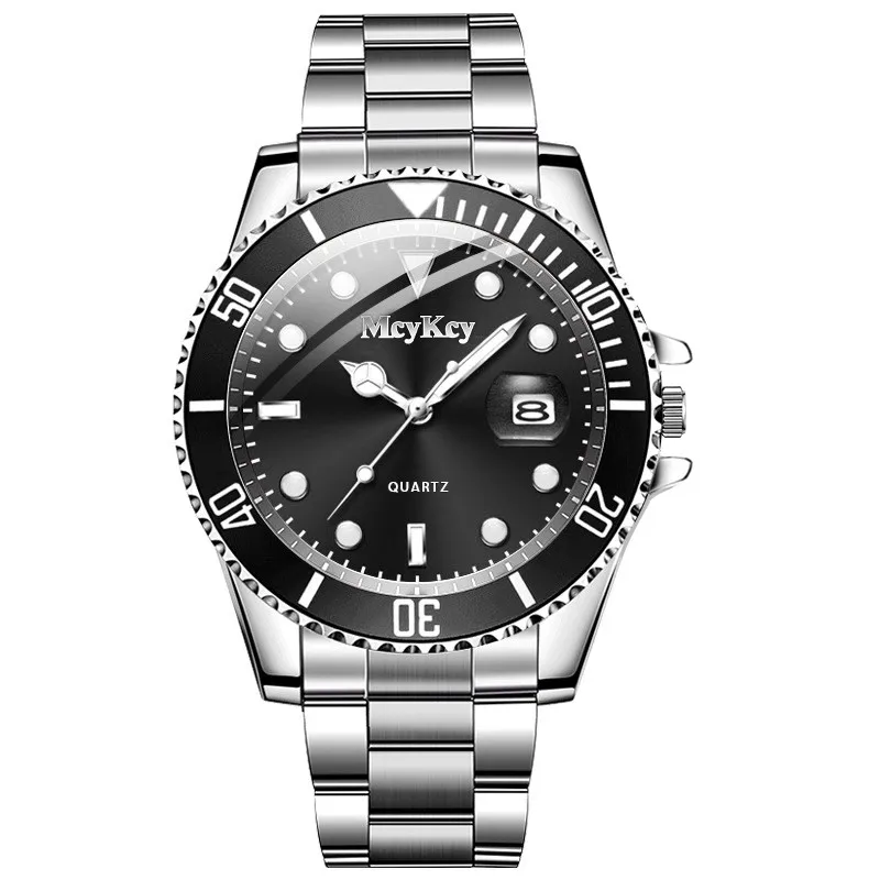 Modische Herren-Businessuhren mit Edelstahlarmband, Kalender, Quarzwerk, Casual-Uhr, Sport-Armbanduhr, Reloj Hombre