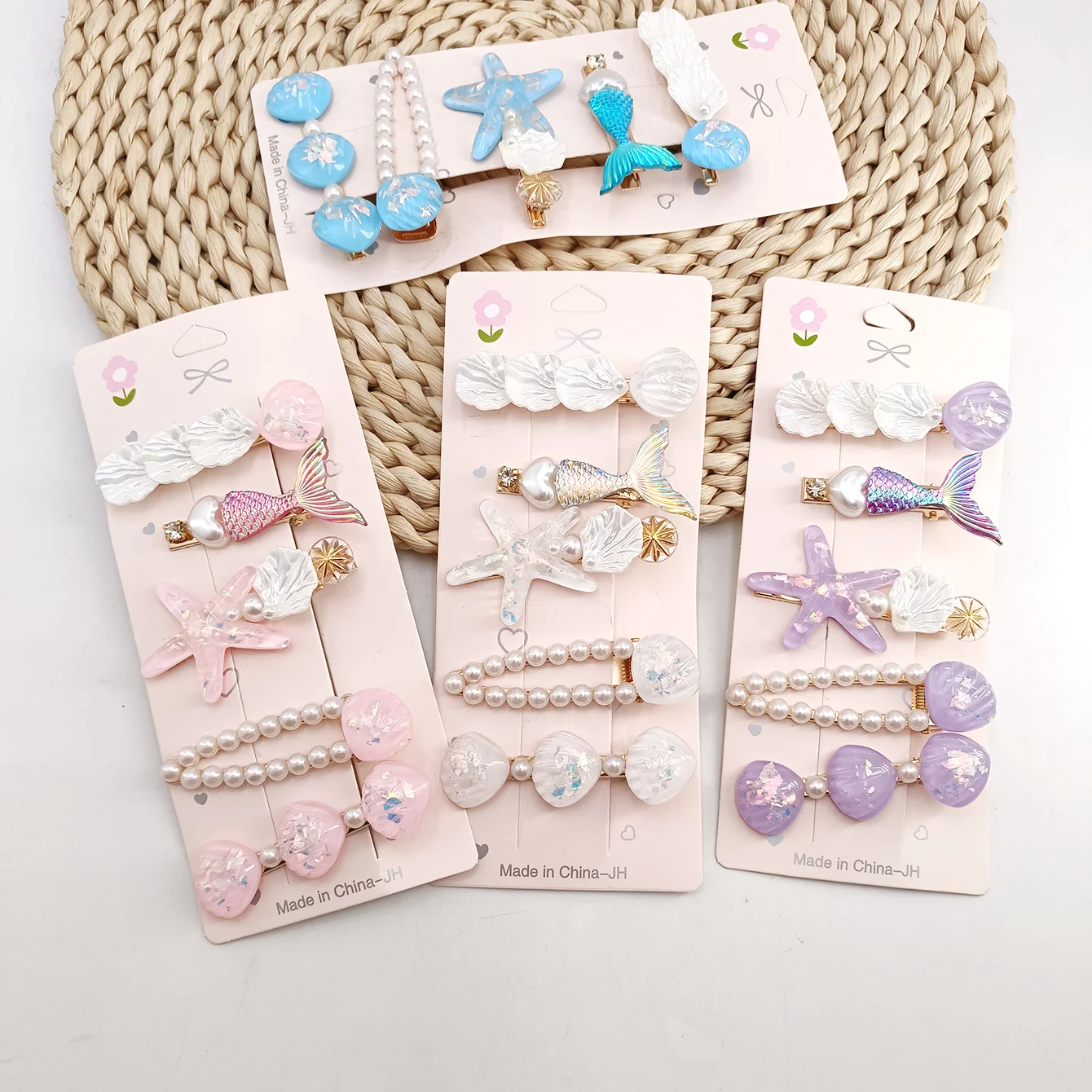 5/20PCS Shell Starfish Hair Clips Ocean Series Mermaid Hairpins Girls Summer Beach Bang Clip Princess Barrette Hair Accessories