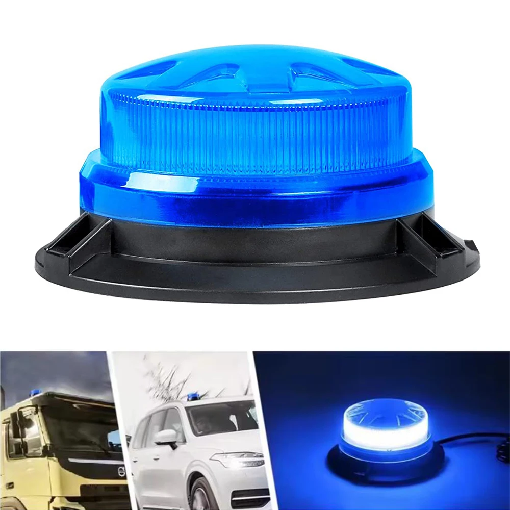 9-28V Mini Led Yellow Blue Rotating Ambulance Emergency Strobe Warning Police Beacon Light With Magnet Red Green Amber 8 Modes