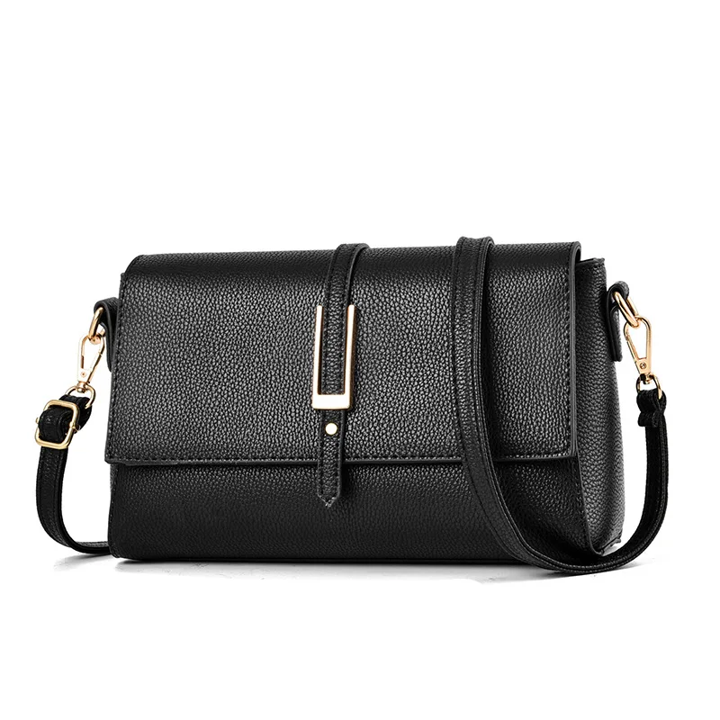 Women's Bag Fashion 2022 Messenger Bag New Temperament One-shoulder Trend Middle-aged Mother Bag Simple Small Square Bag Black