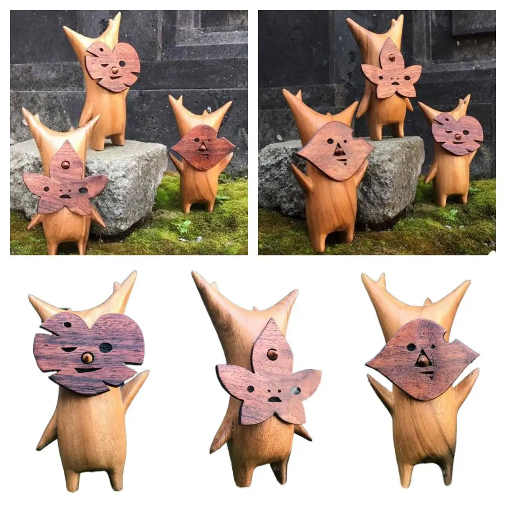 Resin Korok Family Figurine Handmade Home Office Decoration Wooden Statue Handicraft Garden Ornament Desktop Knick-knacks