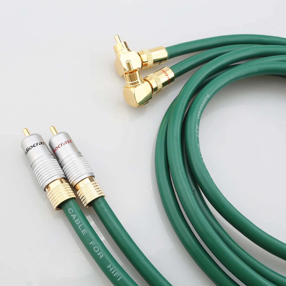 MCINTOSH 2328 Silver-Plated 6N OFC HIFI 90 Degree Elbow RCA to Male Audio Cable Gold Plated Plugs Right Angled Extension
