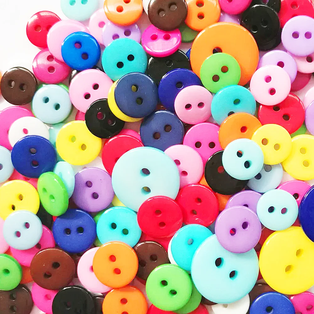 

Hot 100pcs 9mm/10mm/15mm Resin 2 Hole Sewing Button Scrapbooking Embellishment Decorative Button Apparel Sewing Accessories