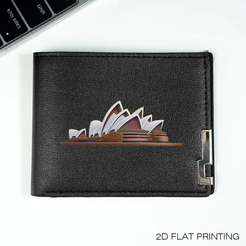 Portafoglio da uomo in PU Sydney Opera House Design Stile business minimalista Leggero Durevole Accessorio di moda per l'uso quotidiano
