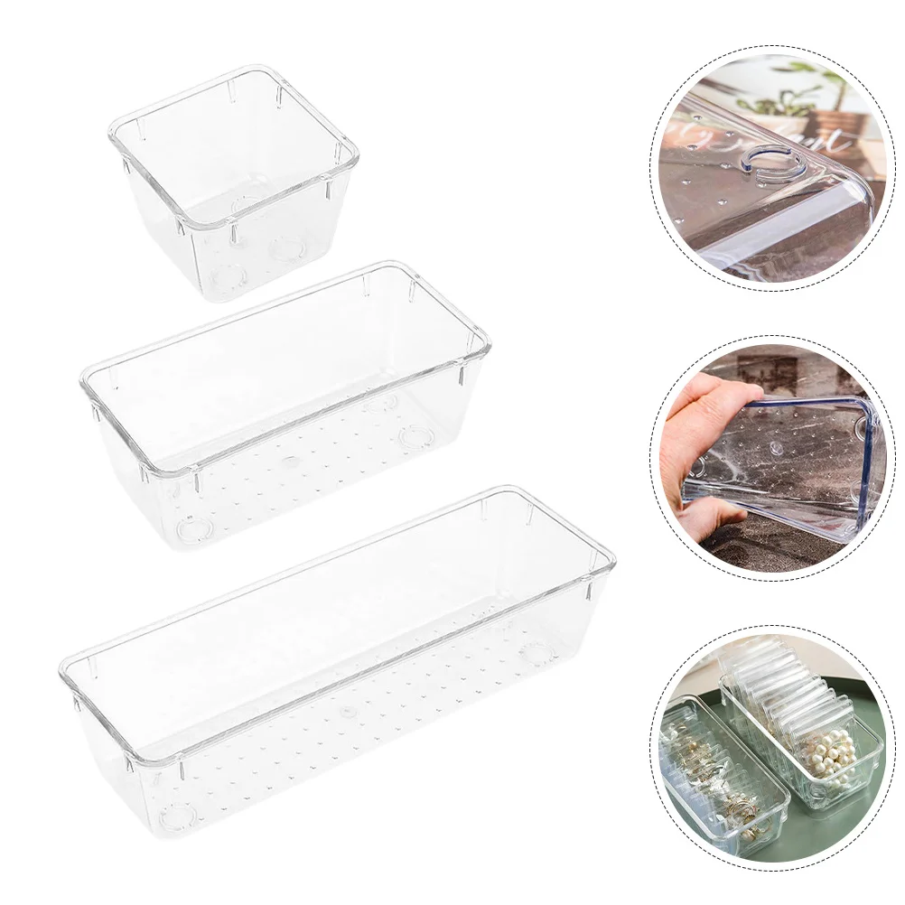 

6Pcs Clear Drawer Organizer Trays Pet Stackable Storage Containers for Drawer Desk Vanity Use Ideal Kitchen Bathroom Office