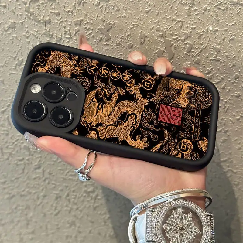 เคสโทรศัพท์แฟชั่นสุดหรูเนื้อนิ่มลายมังกรตะวันออกสำหรับซัมซุงกาแล็คซี่ S24 S23FE เป็นพิเศษ S21 S22พลัส A54 A55 A53 A15 A35 A14ฝาครอบ A32 A34