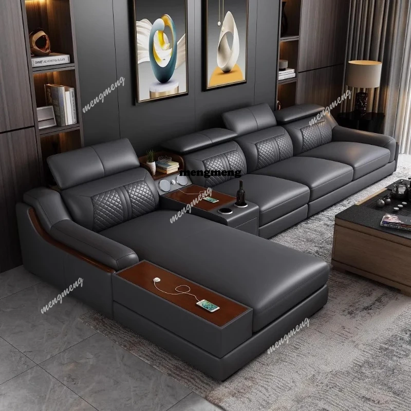 

Genuine Leather Modern Sofas Storage Apartment Lazy Cinema Sofas Comfortable Living Room Divani Da Soggiorno Home Furniture