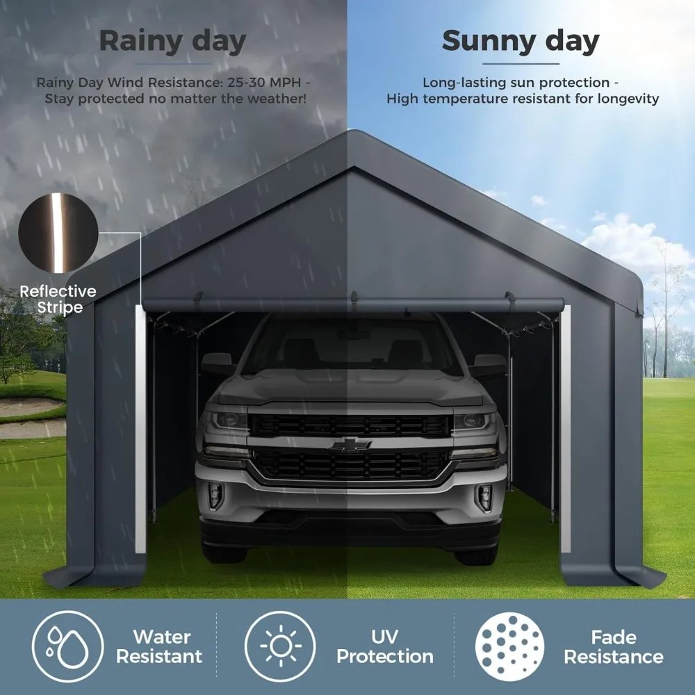 

Carport, 13'x24' Extra Large Heavy Duty Carport with Roll-up Windows, Waterproof & 12 Legs Car Canopy Portable Garage Shelter w