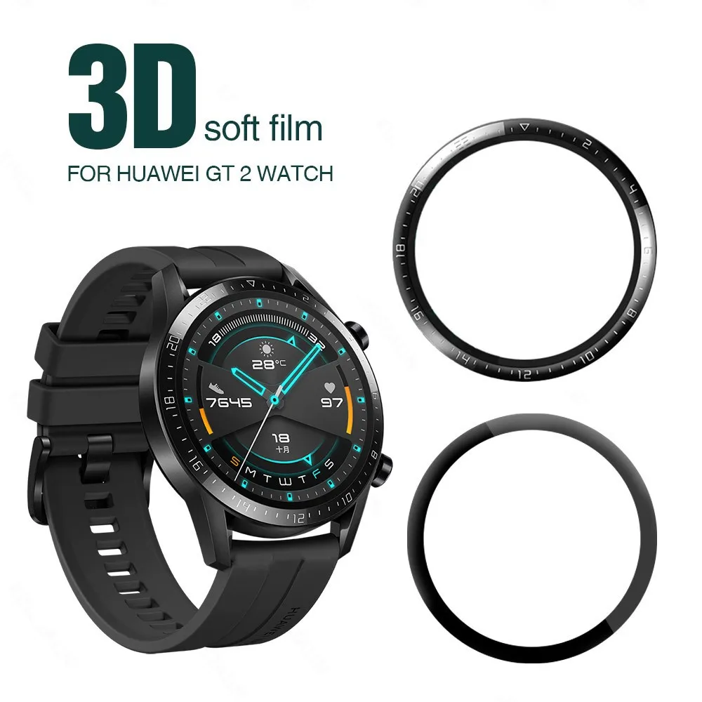 3pcs 3D Protective Film for Huawei Watch GT2 46 42mm HD Clear Screen Protector for Huawei GT2 Smart Watch Soft Film (Not Glass)