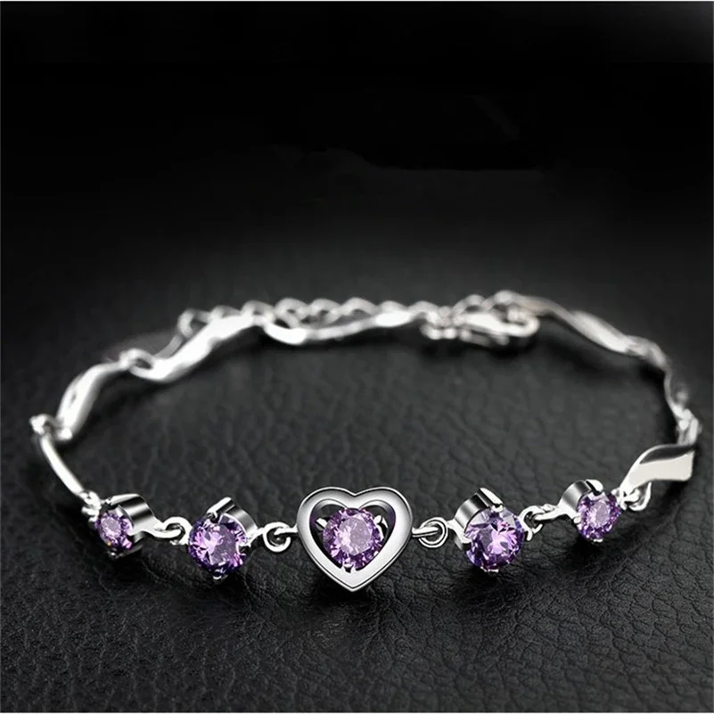 

Real Natural Amethyst Gemstone S925 Sterliing Silver Bracelets Bizuteria for Women Pulseira Feminina Silver 925 Jewelry Bracelet