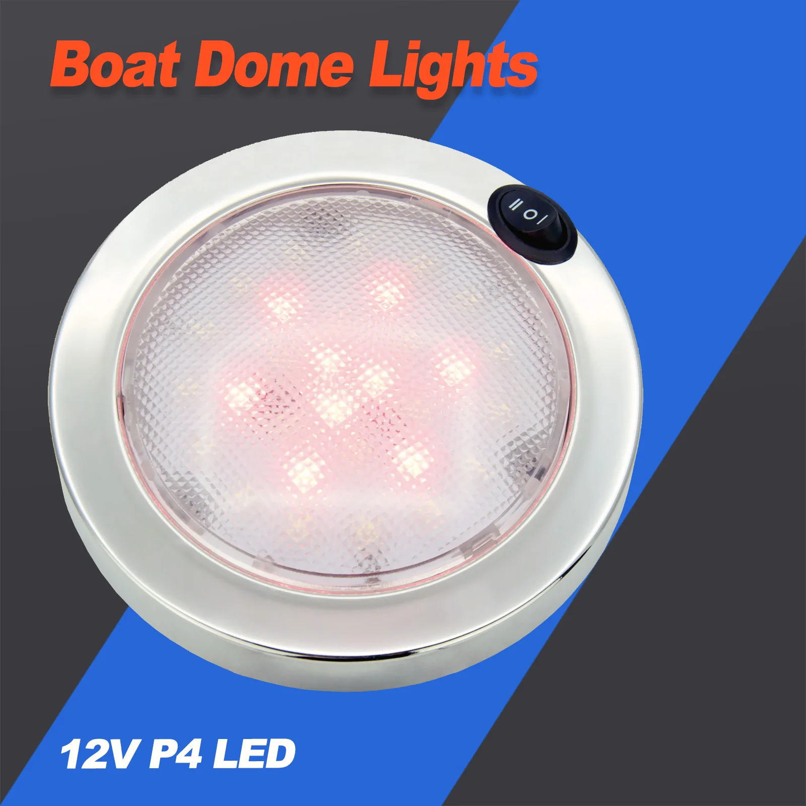 Luz de techo LED de 12 V, luz de cúpula blanca y roja para interior de cabina de barco, caravana, autocaravana - 30 LED