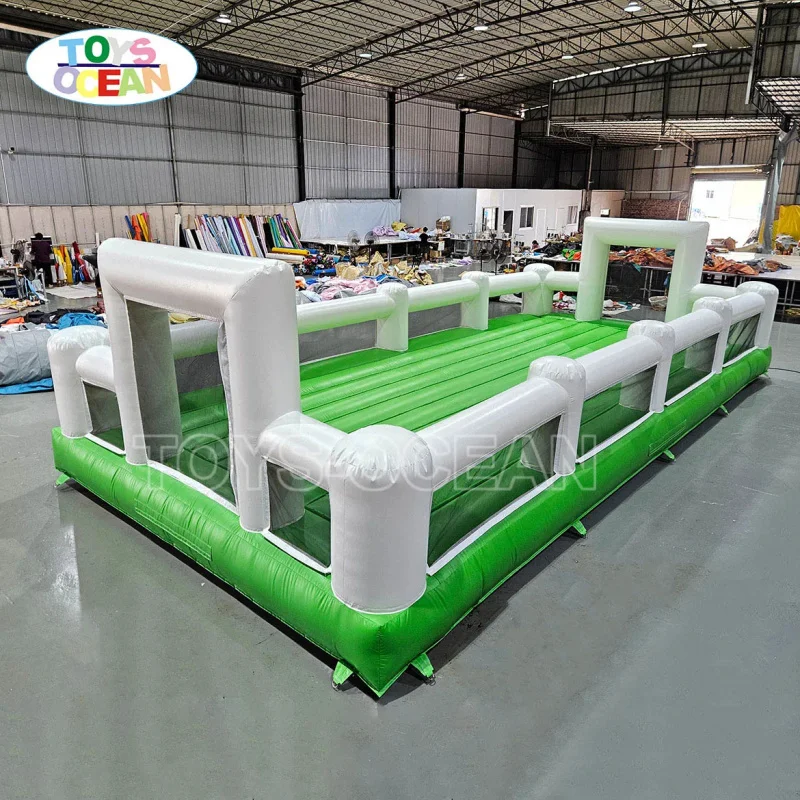 Inflatable Soccer Field with Fence, Portable White Green Inflatable Football Court for Kids Adults