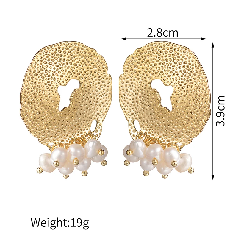 Goxijite Vintage Irregular Stud Earrings For Women Girls Stainless Steel Imitation Pearls Earring Jewelry Best Party Gift