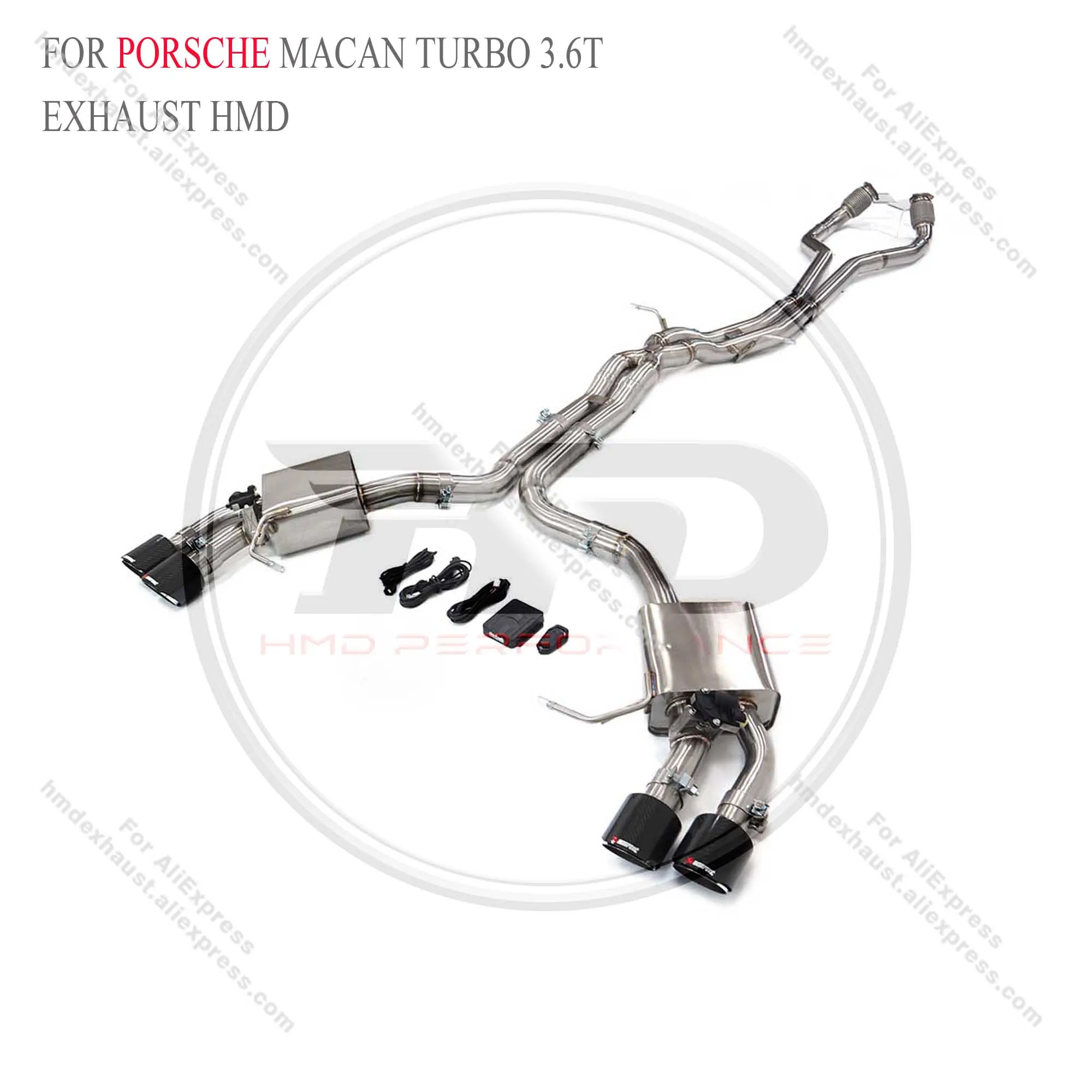 HMD Exhaust System Stainless Steel Performance Catback resonant tube for Porsche macan turbo 3.6T  with valve