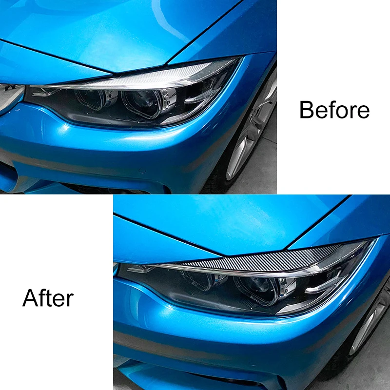 For BMW F32 F33 F36 Car Front Headlight Eyebrow Eyelid Lamp Light Eyebrows Sticker Carbon Fiber Auto ABS Accessories 2014-2020